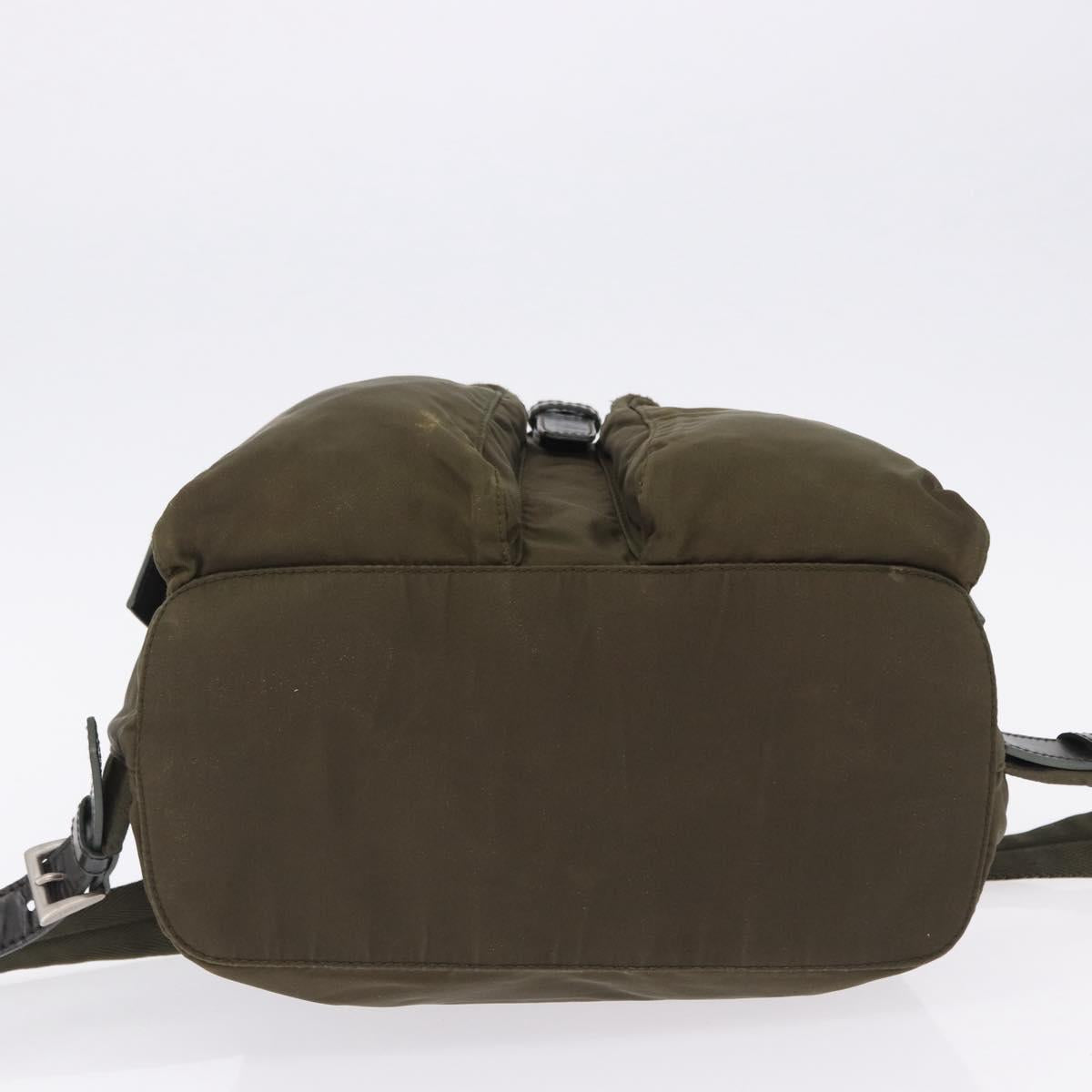 PRADA Backpack Nylon Khaki Silver Auth 194873A