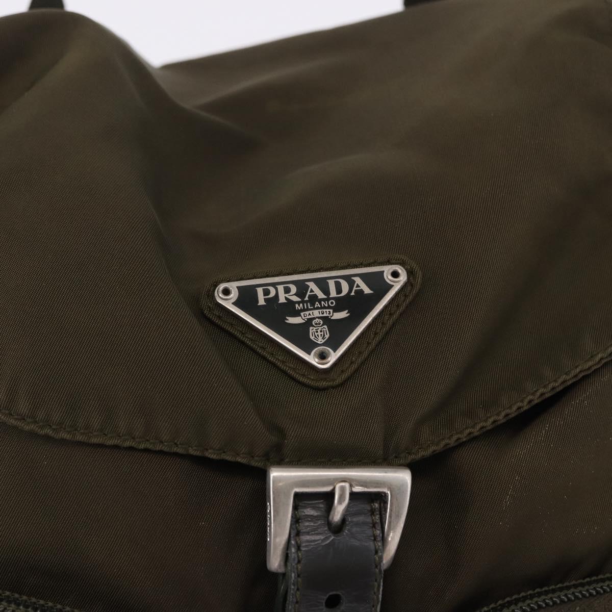 PRADA Backpack Nylon Khaki Silver Auth 194873A