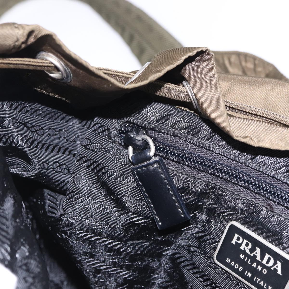 PRADA Backpack Nylon Khaki Silver Auth 194873A