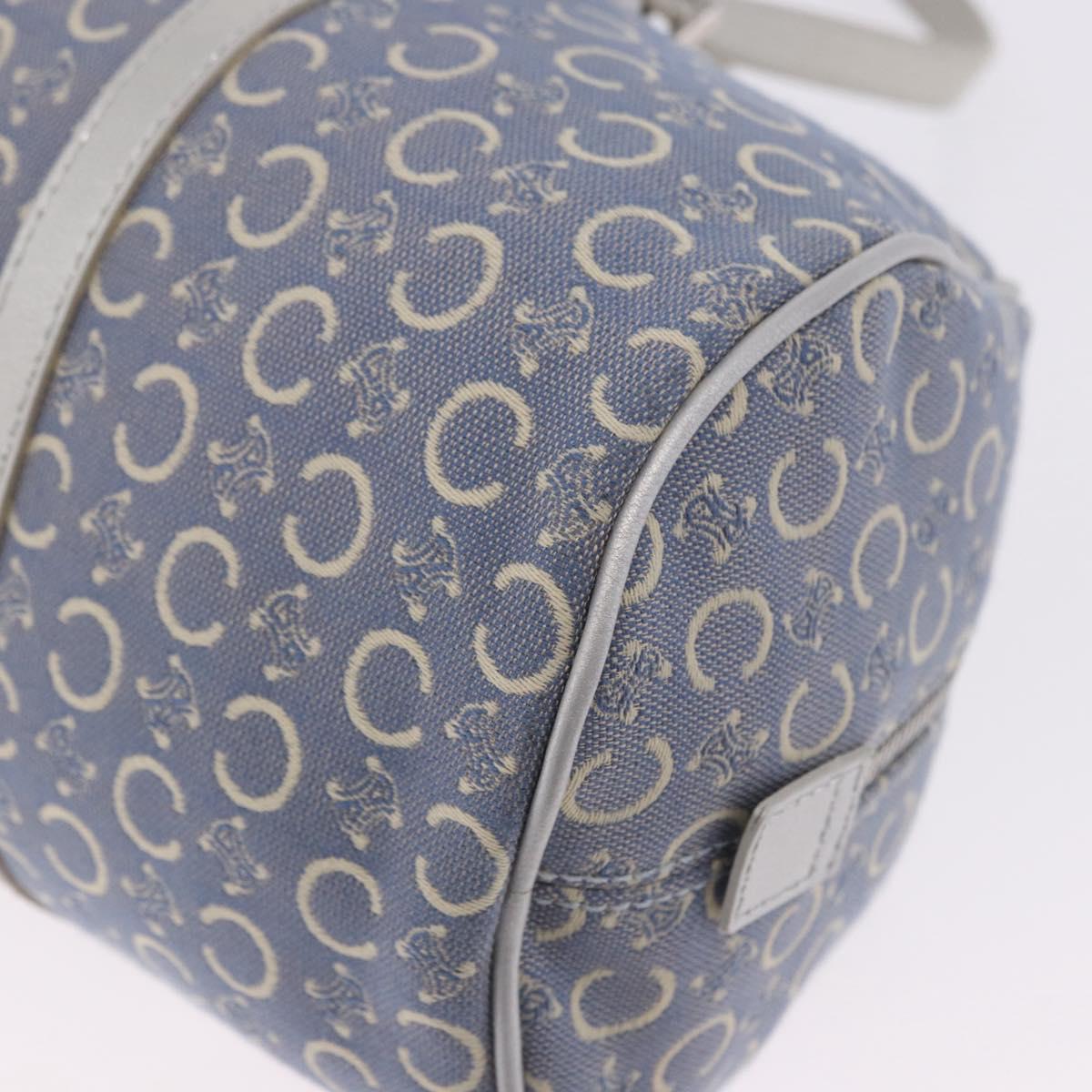 CELINE C Macadam Canvas Hand Bag Blue Silver Auth 194875A