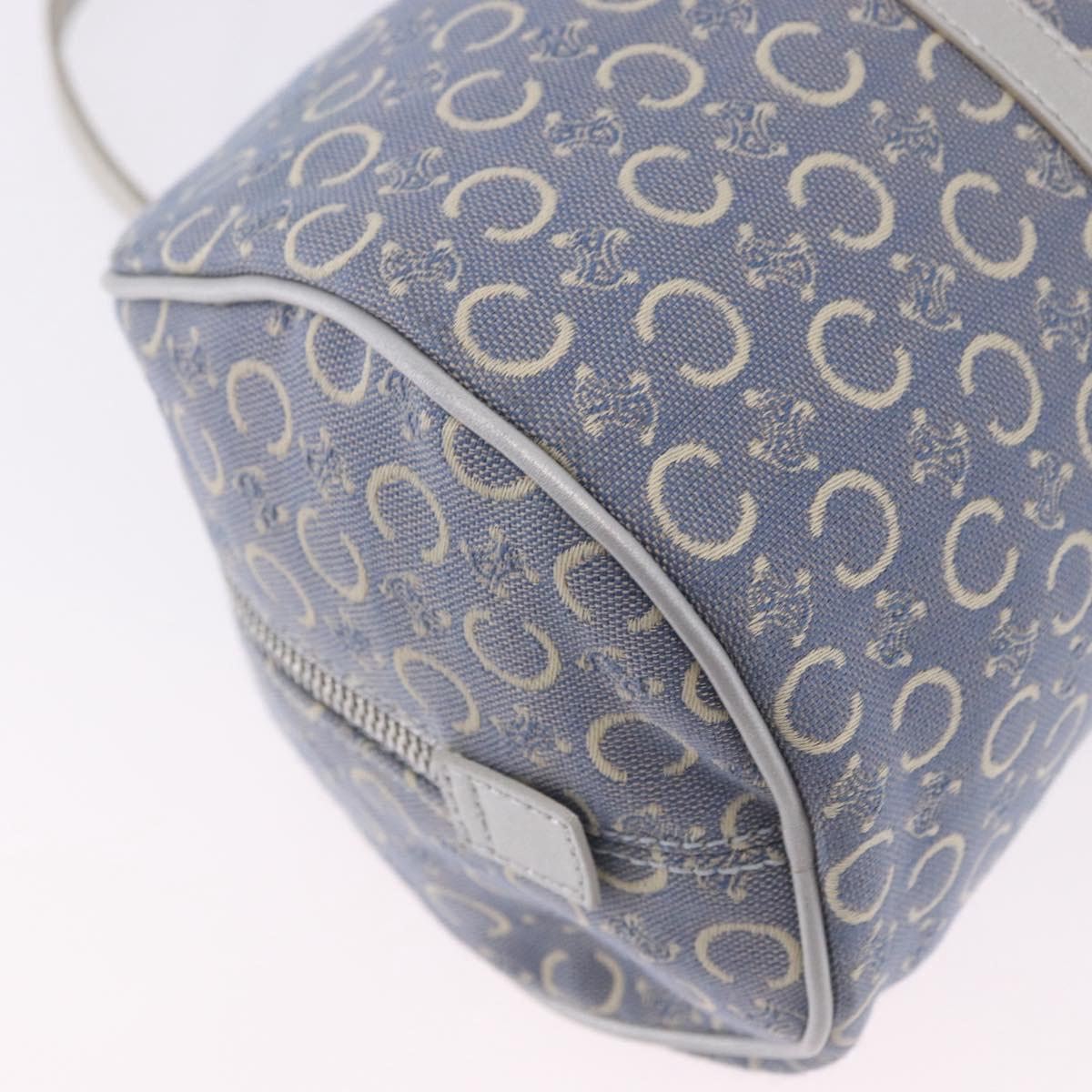 CELINE C Macadam Canvas Hand Bag Blue Silver Auth 194875A