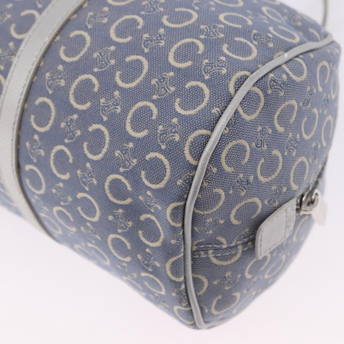 CELINE C Macadam Canvas Hand Bag Blue Silver Auth 194875A