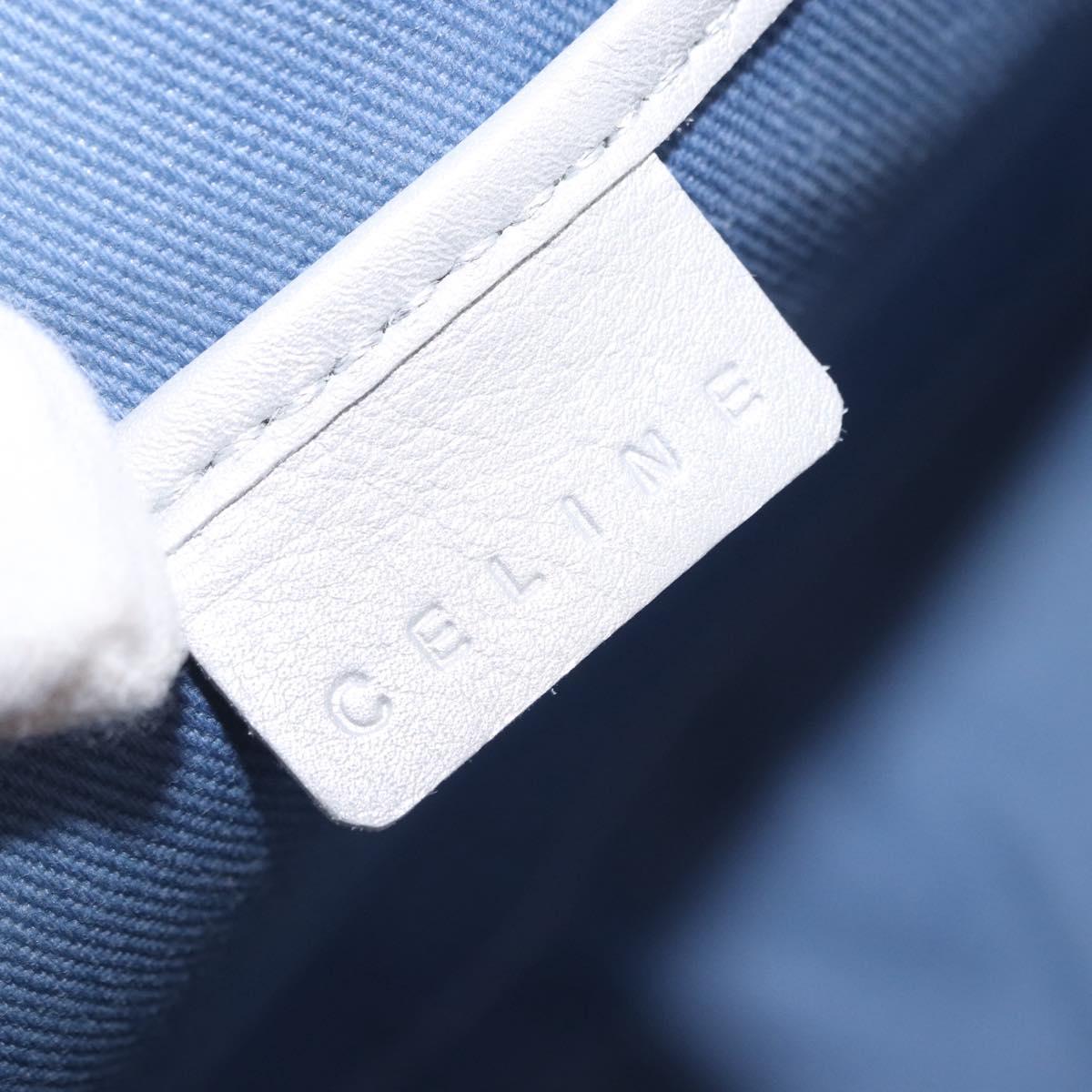 CELINE C Macadam Canvas Hand Bag Blue Silver Auth 194875A