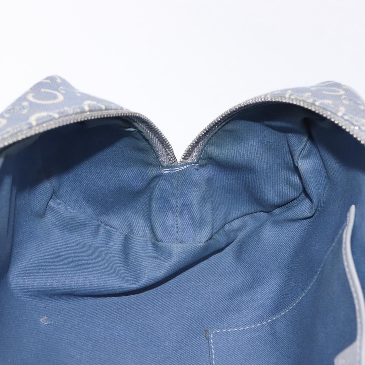 CELINE C Macadam Canvas Hand Bag Blue Silver Auth 194875A