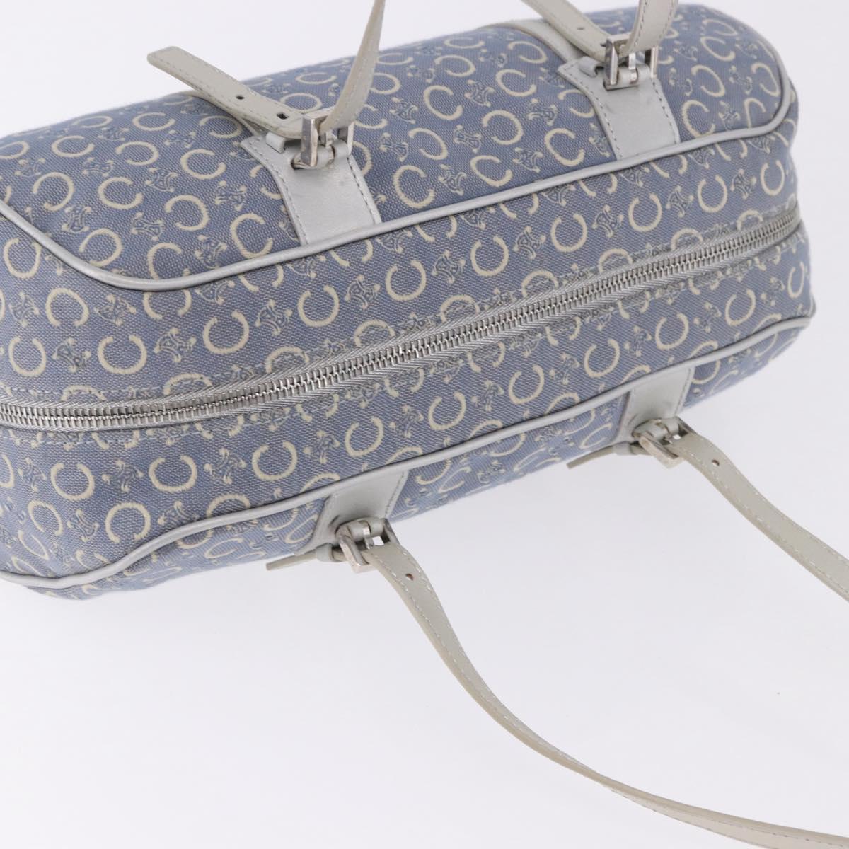 CELINE C Macadam Canvas Hand Bag Blue Silver Auth 194875A