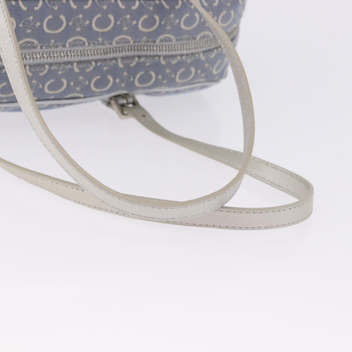 CELINE C Macadam Canvas Hand Bag Blue Silver Auth 194875A