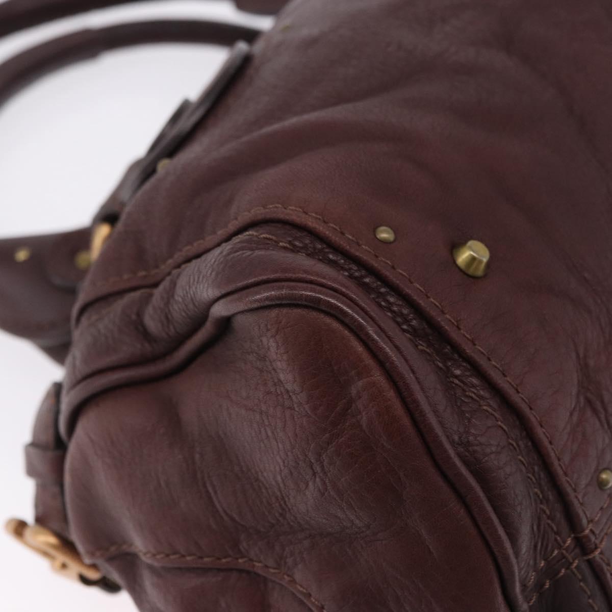 Chloe Paddington Hand Bag Leather Bordeaux Gold Silver Auth 194877SAV