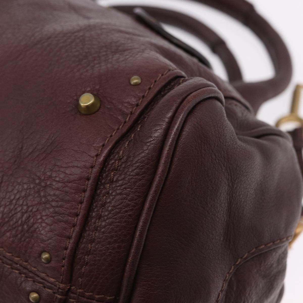 Chloe Paddington Hand Bag Leather Bordeaux Gold Silver Auth 194877SAV