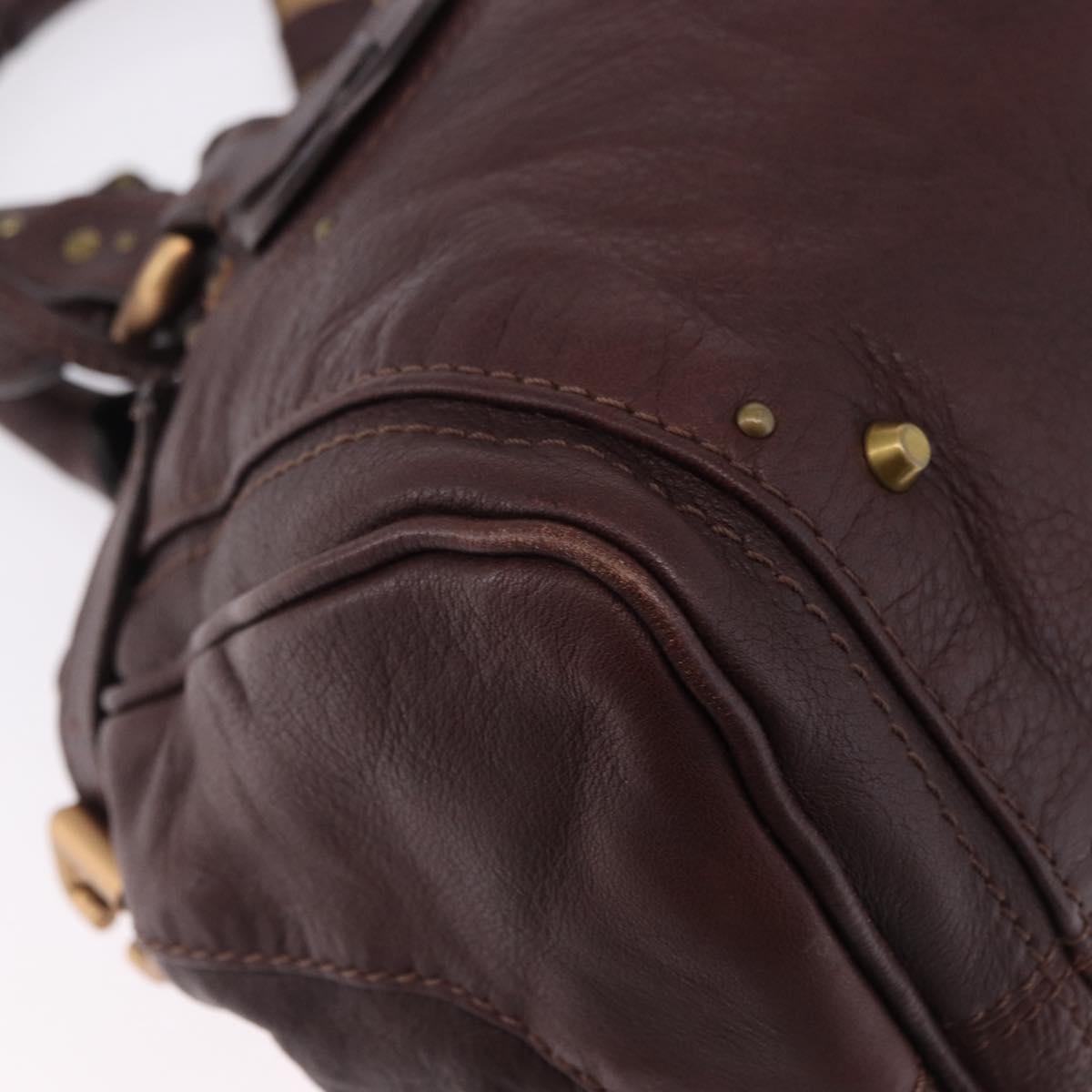 Chloe Paddington Hand Bag Leather Bordeaux Gold Silver Auth 194877SAV