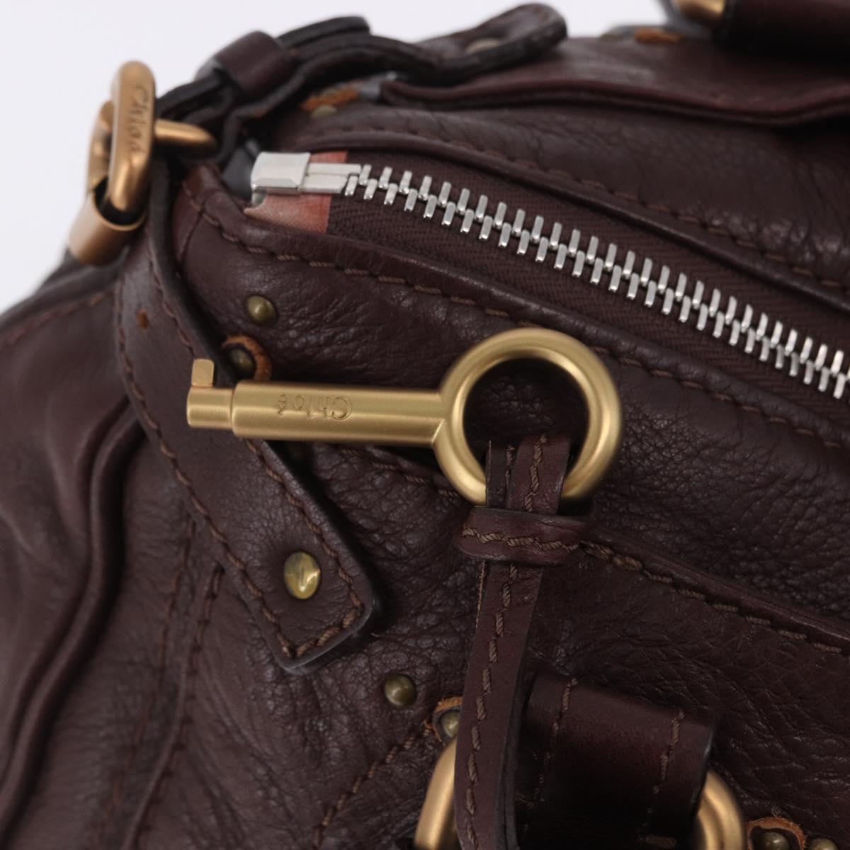 Chloe Paddington Hand Bag Leather Bordeaux Gold Silver Auth 194877SAV