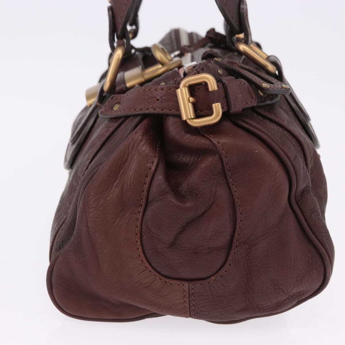 Chloe Paddington Hand Bag Leather Bordeaux Gold Silver Auth 194877SAV