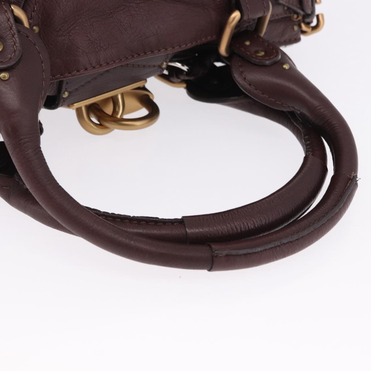 Chloe Paddington Hand Bag Leather Bordeaux Gold Silver Auth 194877SAV