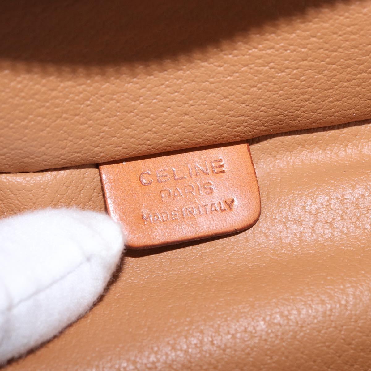 CELINE Macadam Canvas Vanity Hand Bag PVC Leather Brown Gold Auth 194878A