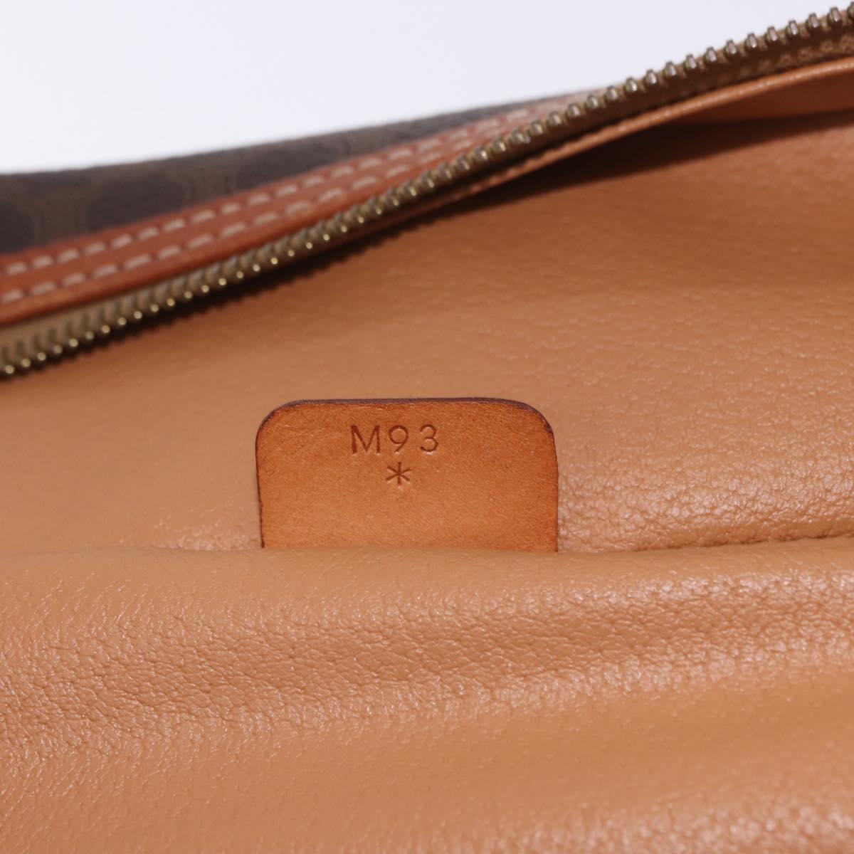 CELINE Macadam Canvas Vanity Hand Bag PVC Leather Brown Gold Auth 194878A