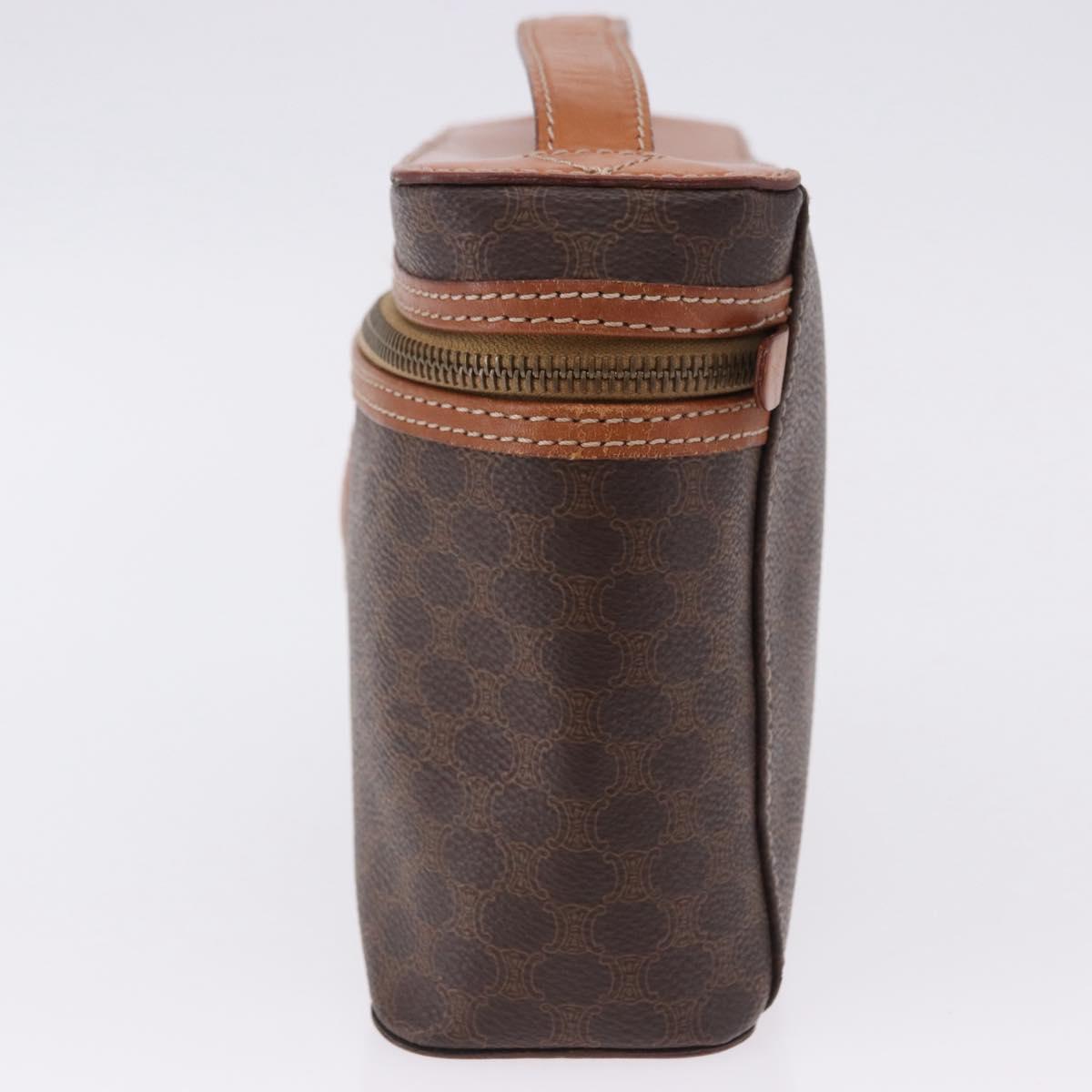 CELINE Macadam Canvas Vanity Hand Bag PVC Leather Brown Gold Auth 194878A