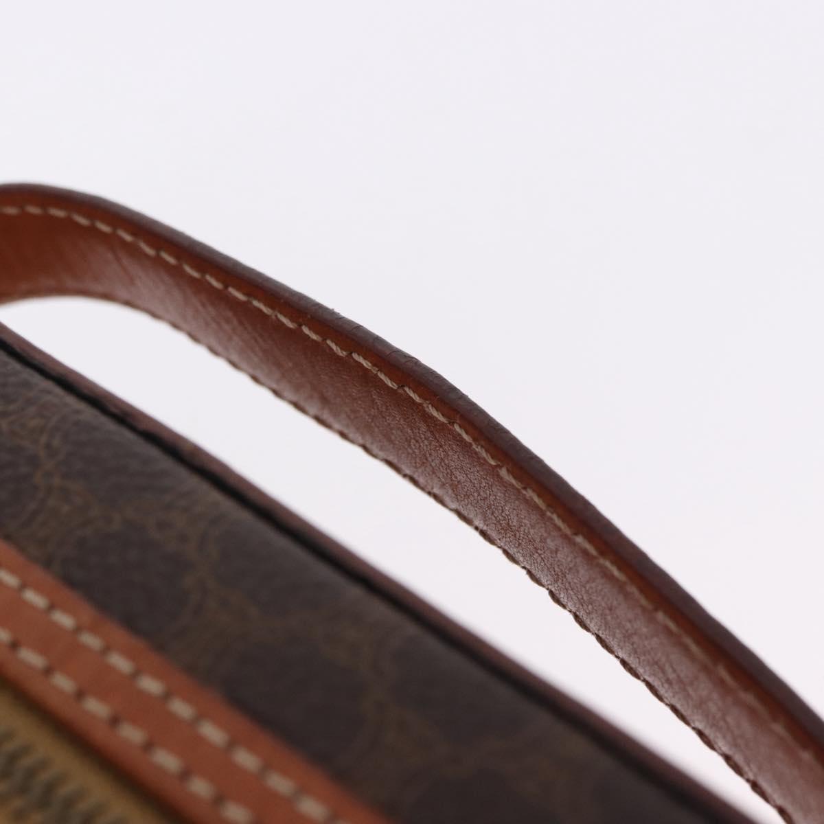 CELINE Macadam Canvas Vanity Hand Bag PVC Leather Brown Gold Auth 194878A