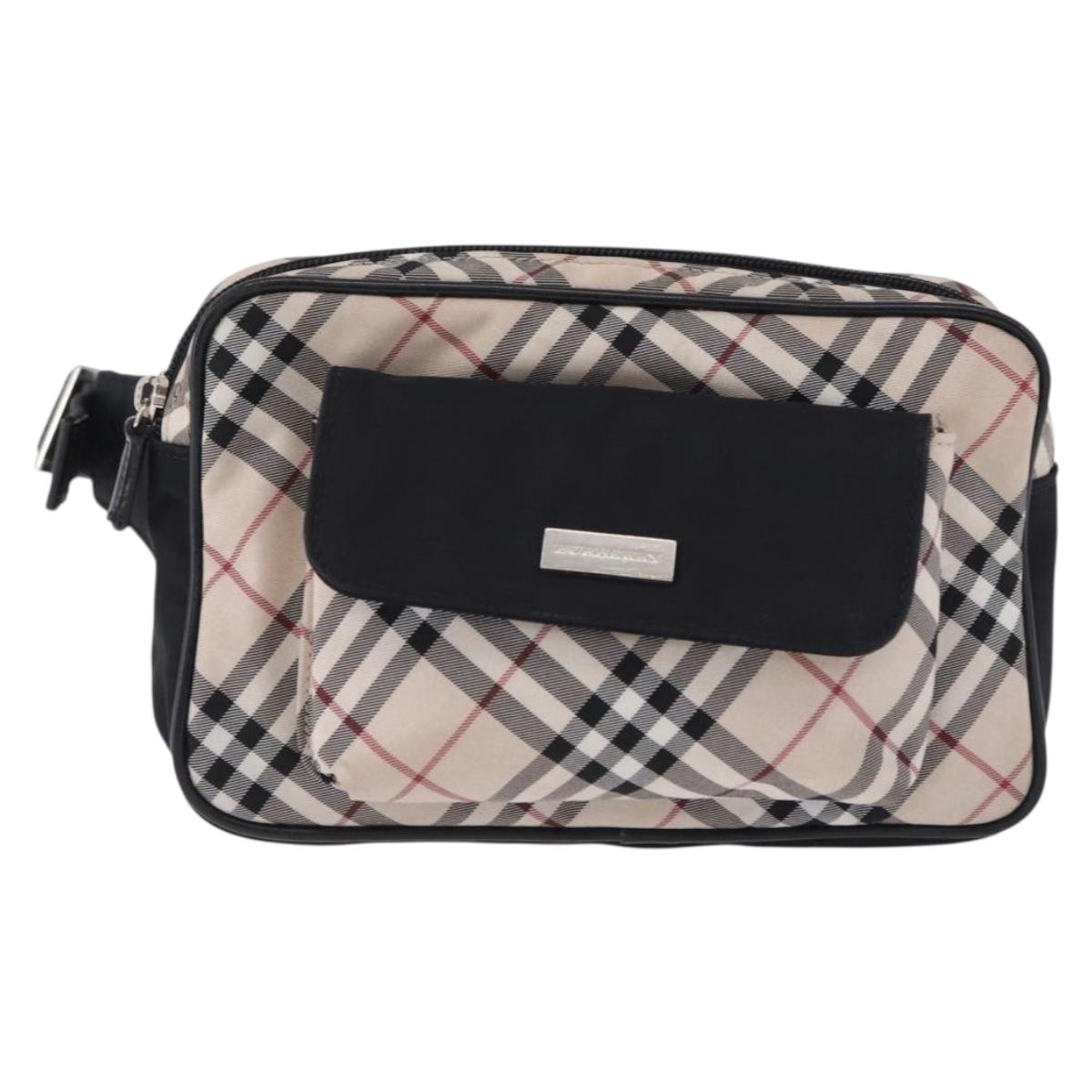 BURBERRY Nova Check Waist Bag Nylon Beige Silver Auth 194879A