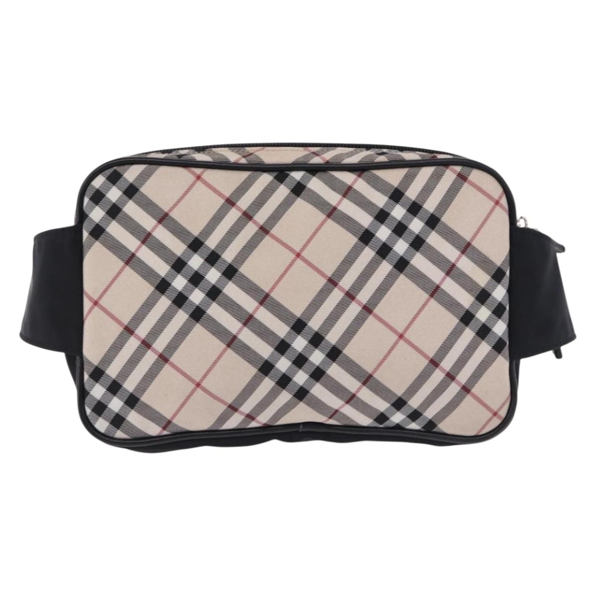BURBERRY Nova Check Waist Bag Nylon Beige Silver Auth 194879A