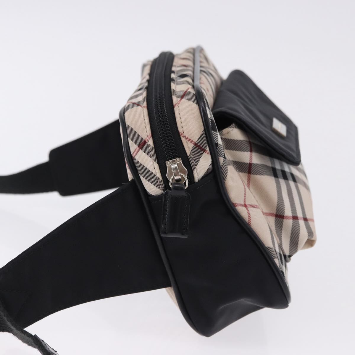 BURBERRY Nova Check Waist Bag Nylon Beige Silver Auth 194879A