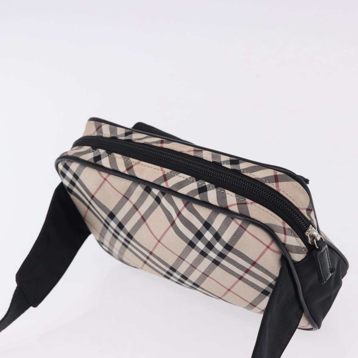 BURBERRY Nova Check Waist Bag Nylon Beige Silver Auth 194879A