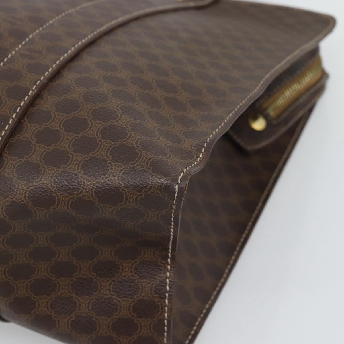 CELINE Macadam Canvas Tote Bag PVC Leather Brown Gold Auth 194880A