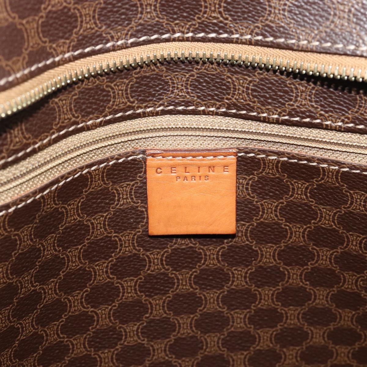 CELINE Macadam Canvas Tote Bag PVC Leather Brown Gold Auth 194880A