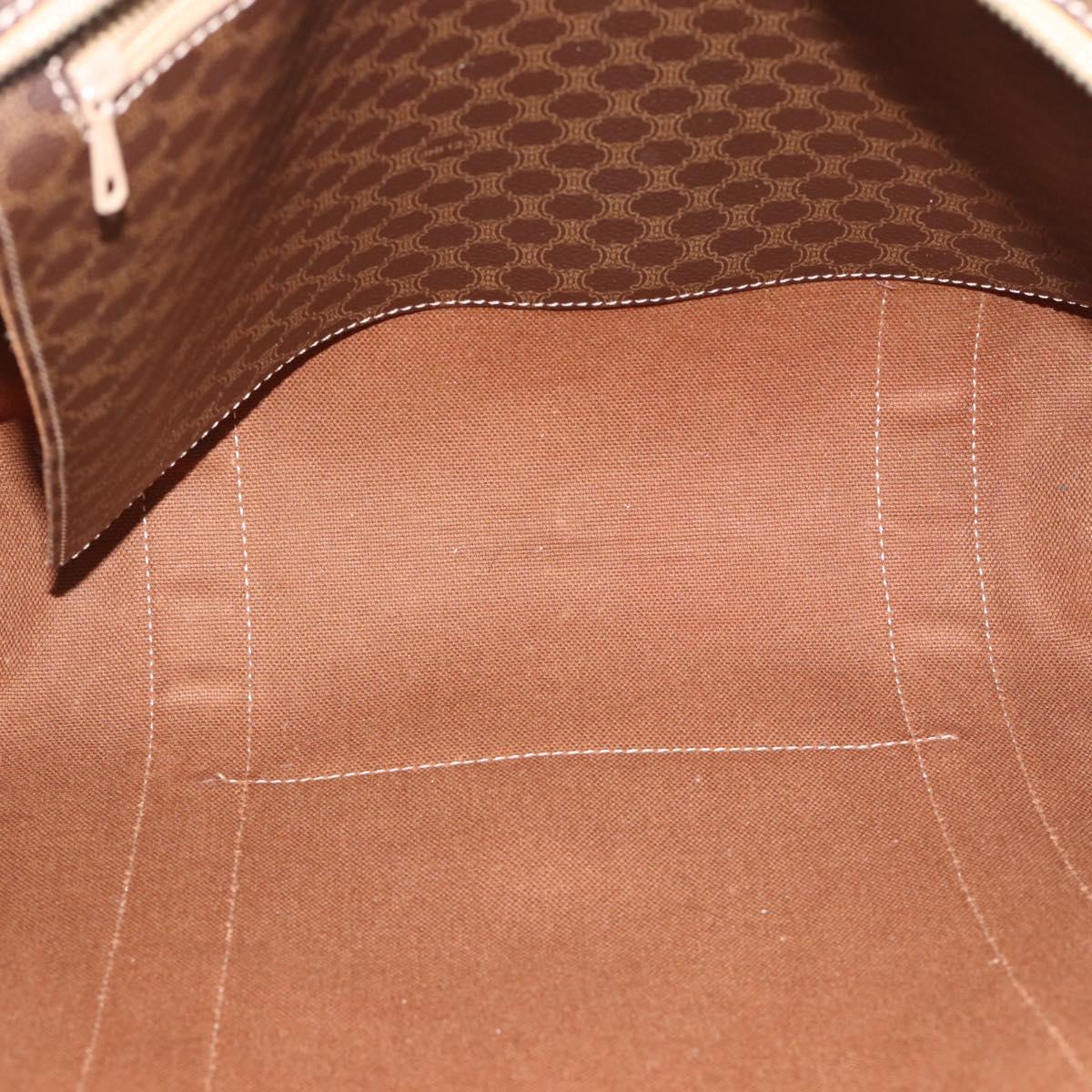 CELINE Macadam Canvas Tote Bag PVC Leather Brown Gold Auth 194880A
