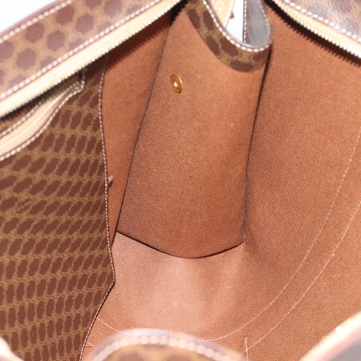 CELINE Macadam Canvas Tote Bag PVC Leather Brown Gold Auth 194880A