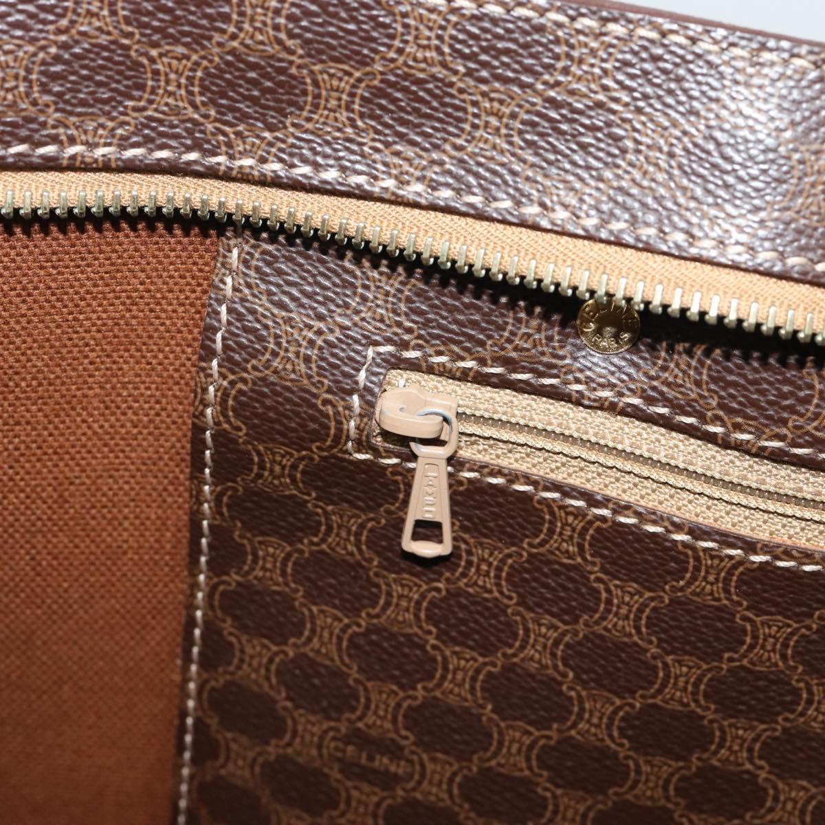 CELINE Macadam Canvas Tote Bag PVC Leather Brown Gold Auth 194880A
