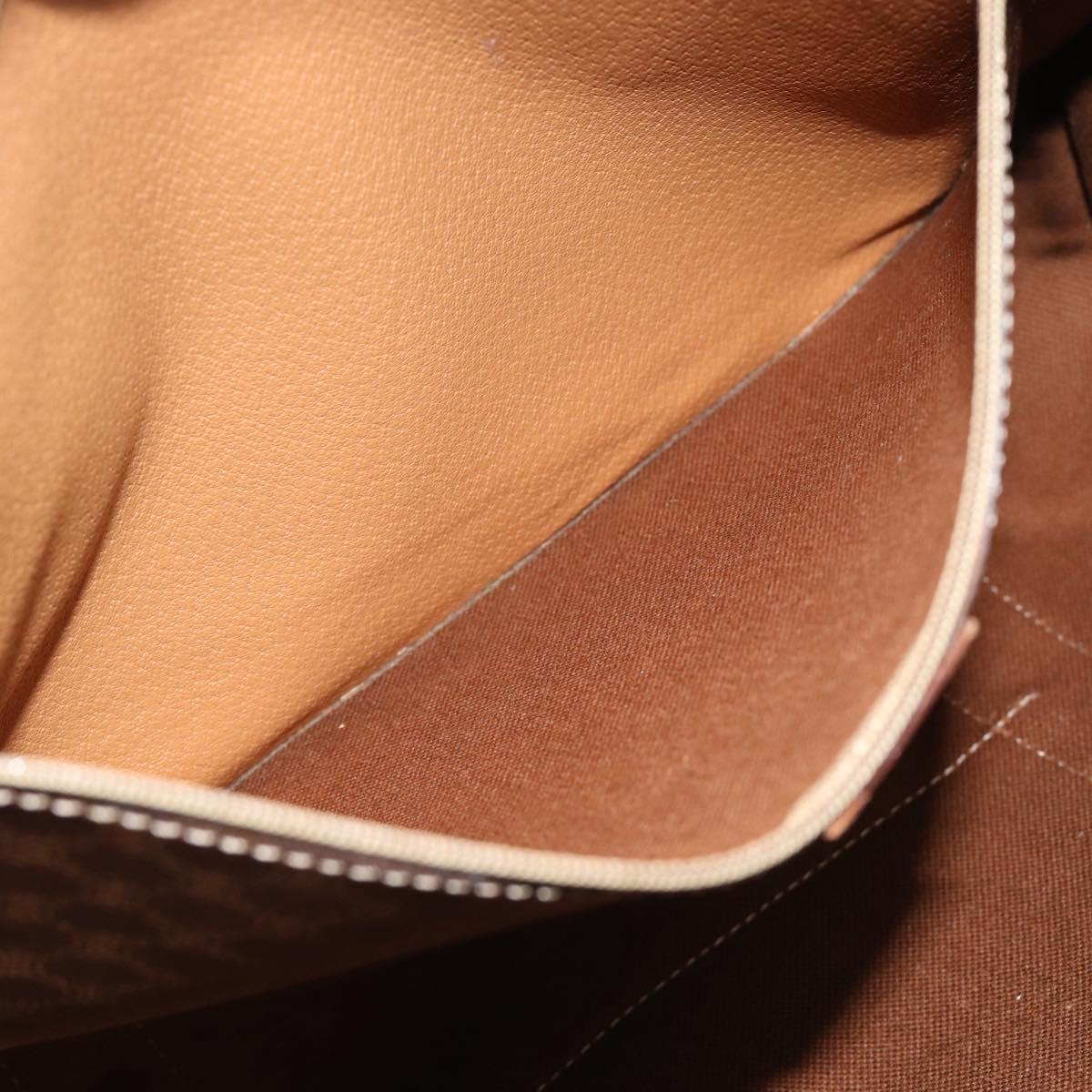 CELINE Macadam Canvas Tote Bag PVC Leather Brown Gold Auth 194880A