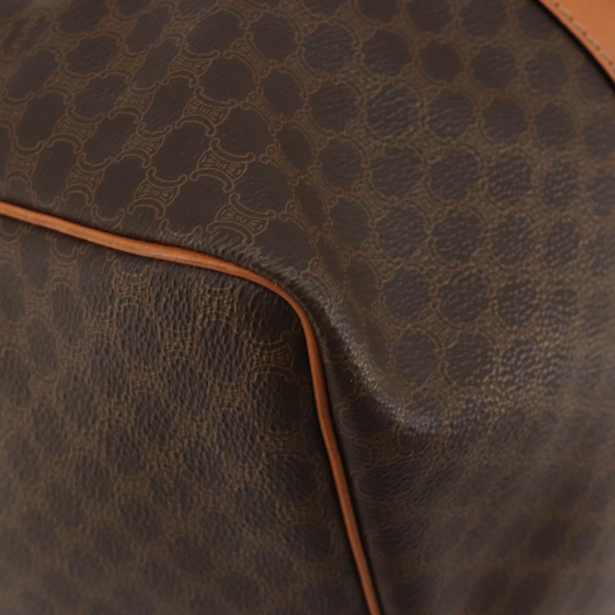 CELINE Macadam Canvas Boston Bag PVC Leather 2way Brown Gold Auth 194881V