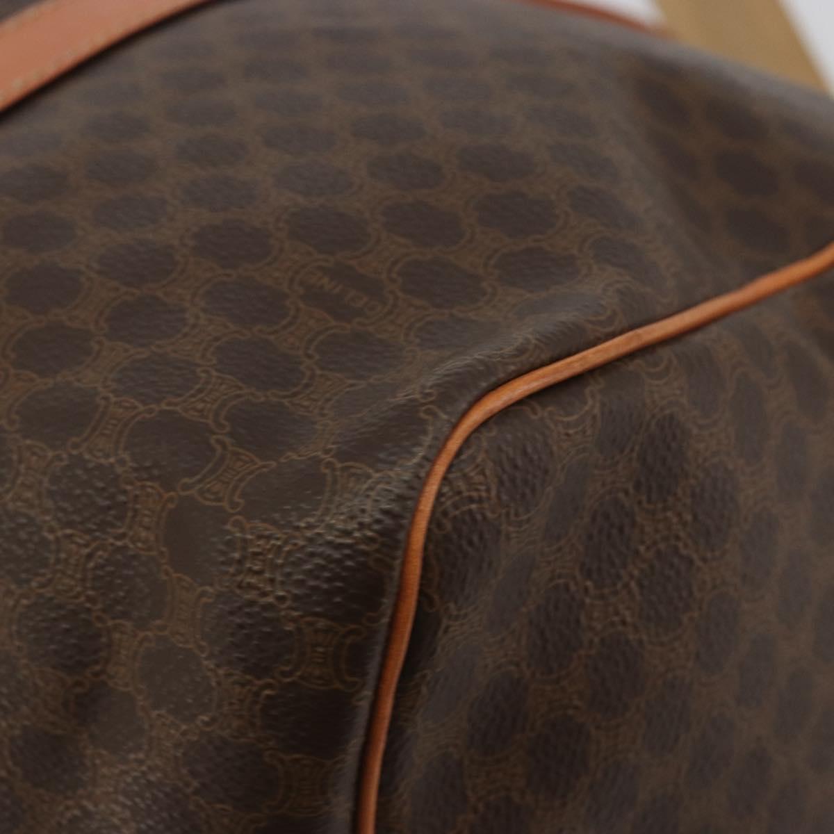 CELINE Macadam Canvas Boston Bag PVC Leather 2way Brown Gold Auth 194881V