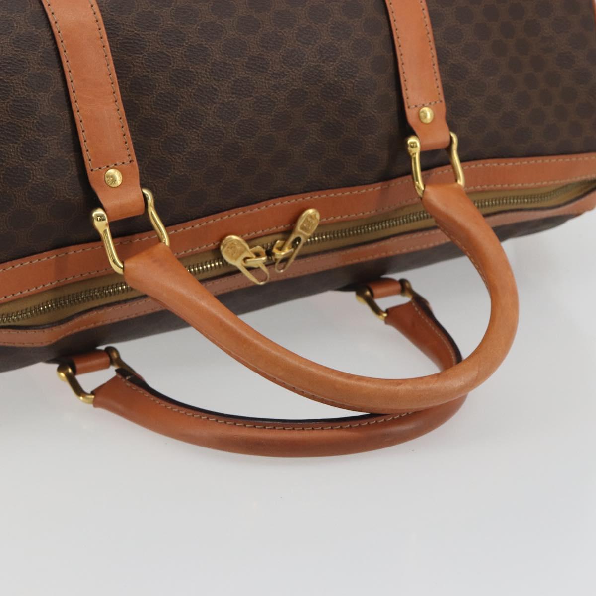 CELINE Macadam Canvas Boston Bag PVC Leather 2way Brown Gold Auth 194881V