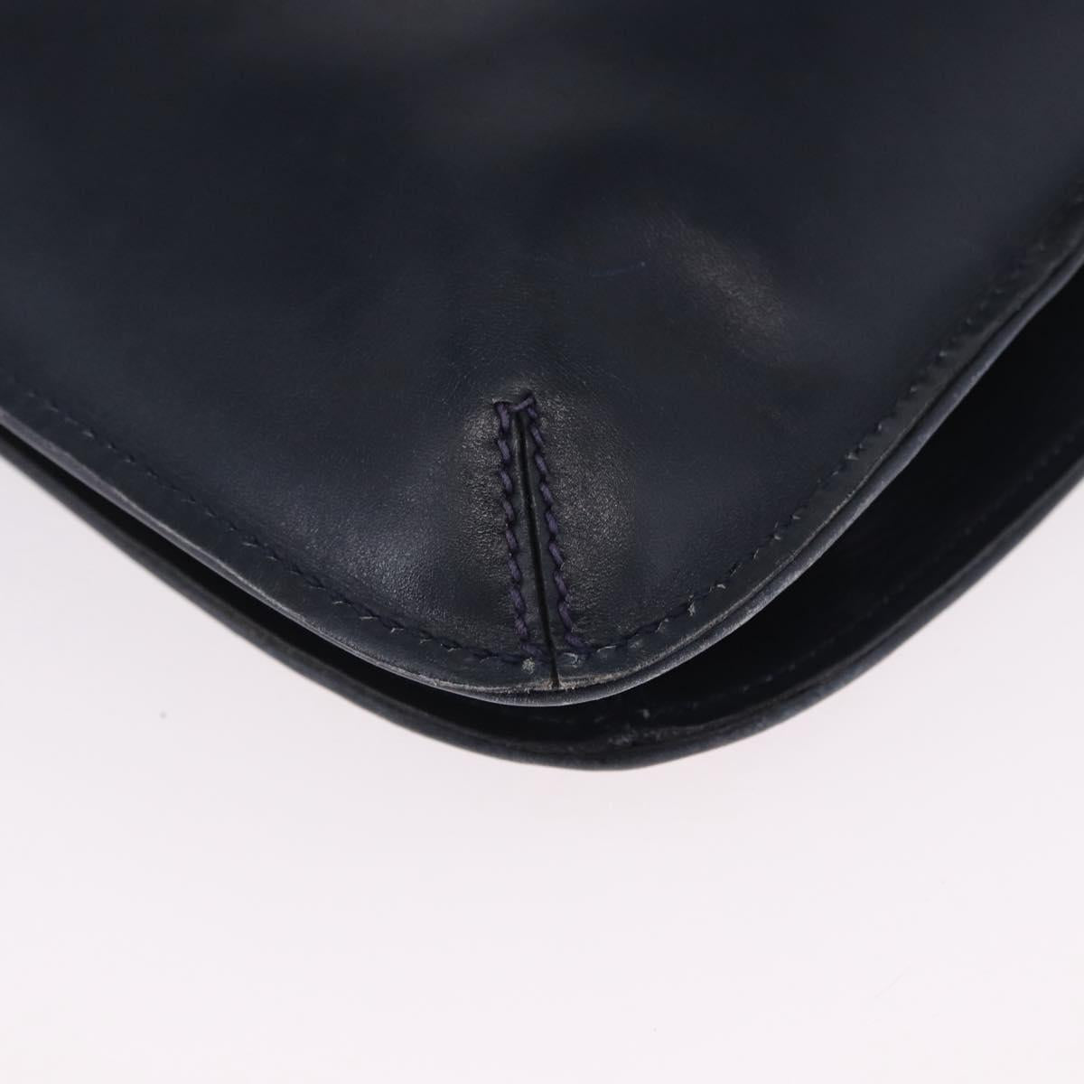 GUCCI GG Canvas Sherry Line Shoulder Bag Navy Gold Auth 194883