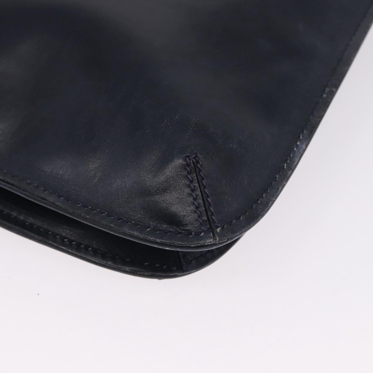 GUCCI GG Canvas Sherry Line Shoulder Bag Navy Gold Auth 194883
