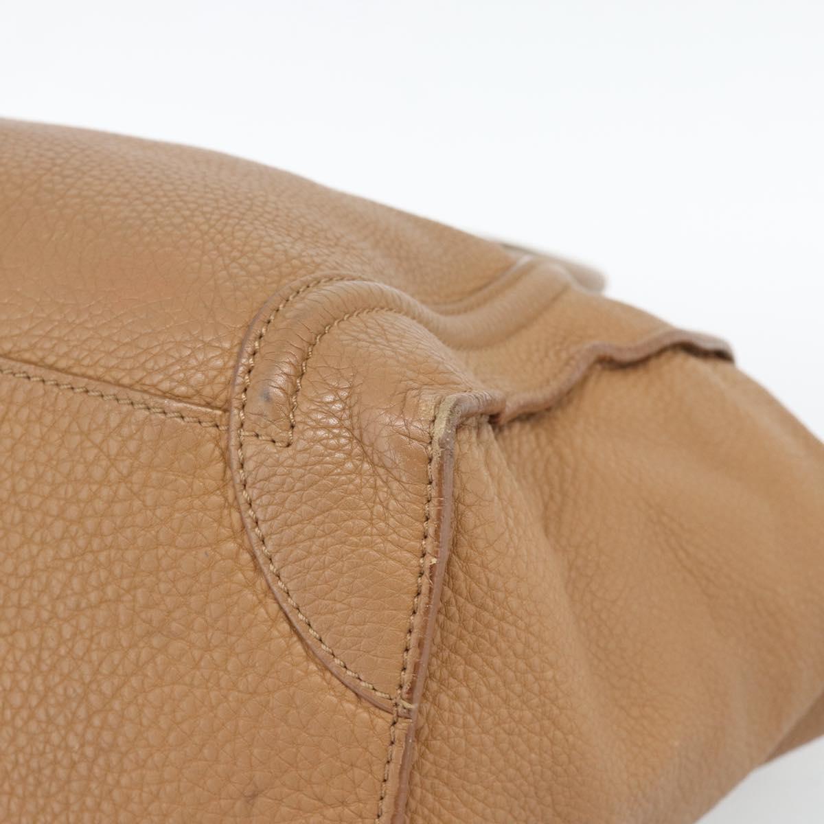 CELINE Luggage Micro Shopper Hand Bag Leather Brown Gold Auth 194891