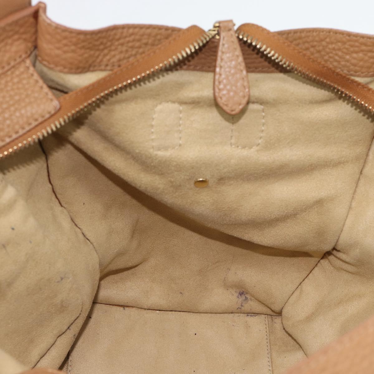CELINE Luggage Micro Shopper Hand Bag Leather Brown Gold Auth 194891