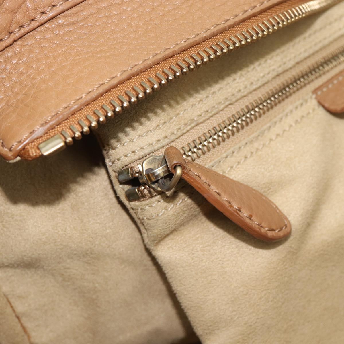 CELINE Luggage Micro Shopper Hand Bag Leather Brown Gold Auth 194891
