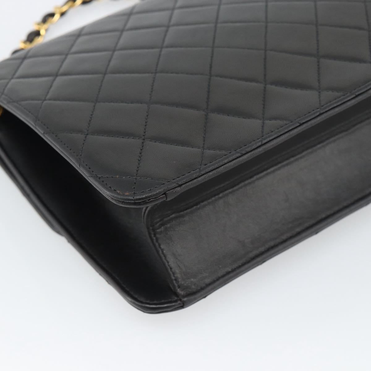 CHANEL Matelasse Chain Shoulder Bag Lamb Skin Black Gold CC Auth 194892SAV