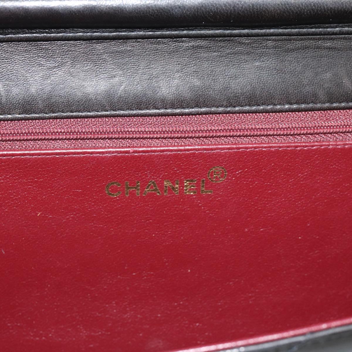 CHANEL Matelasse Chain Shoulder Bag Lamb Skin Black Gold CC Auth 194892SAV