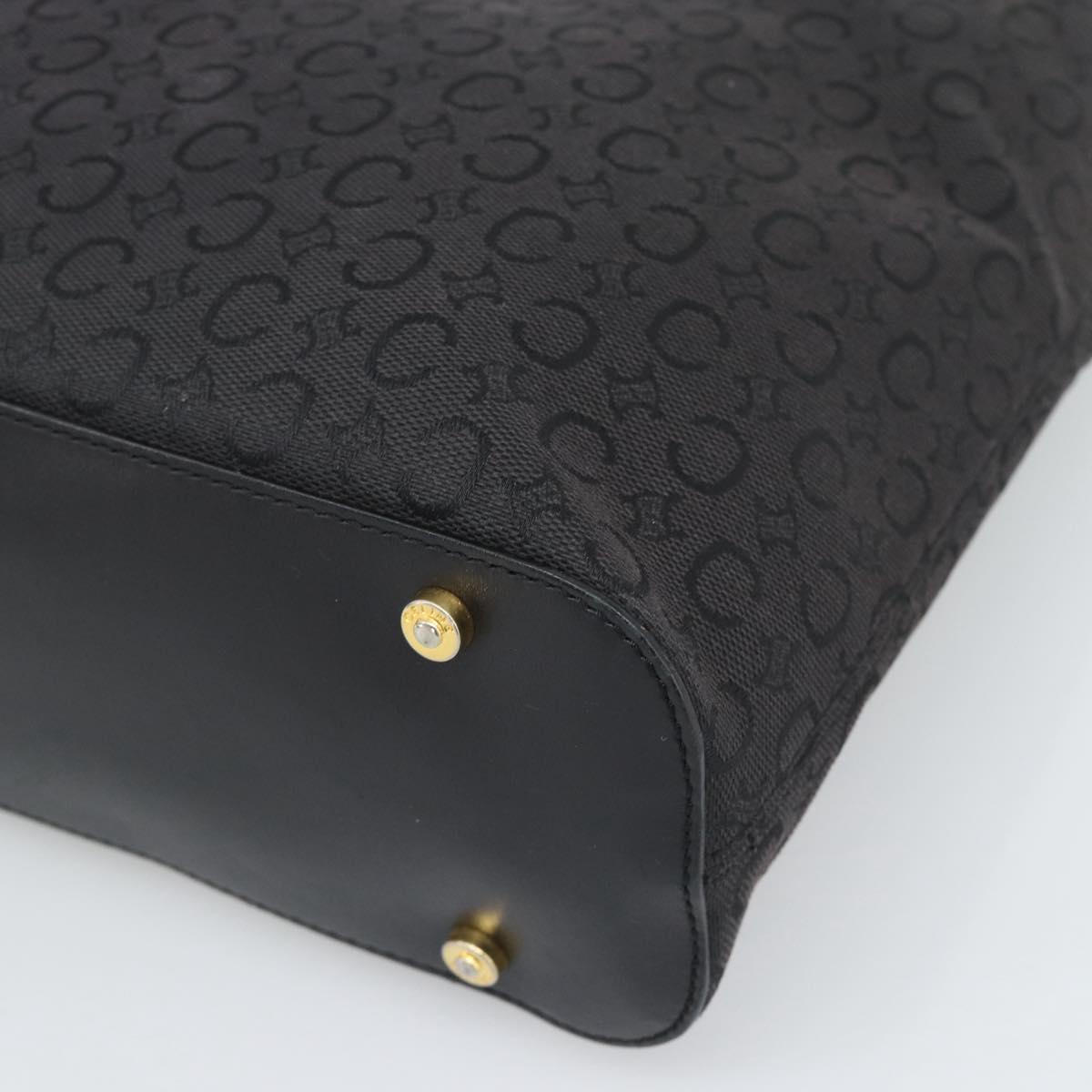 CELINE C Macadam Canvas Shoulder Bag Black Gold Auth 194894A