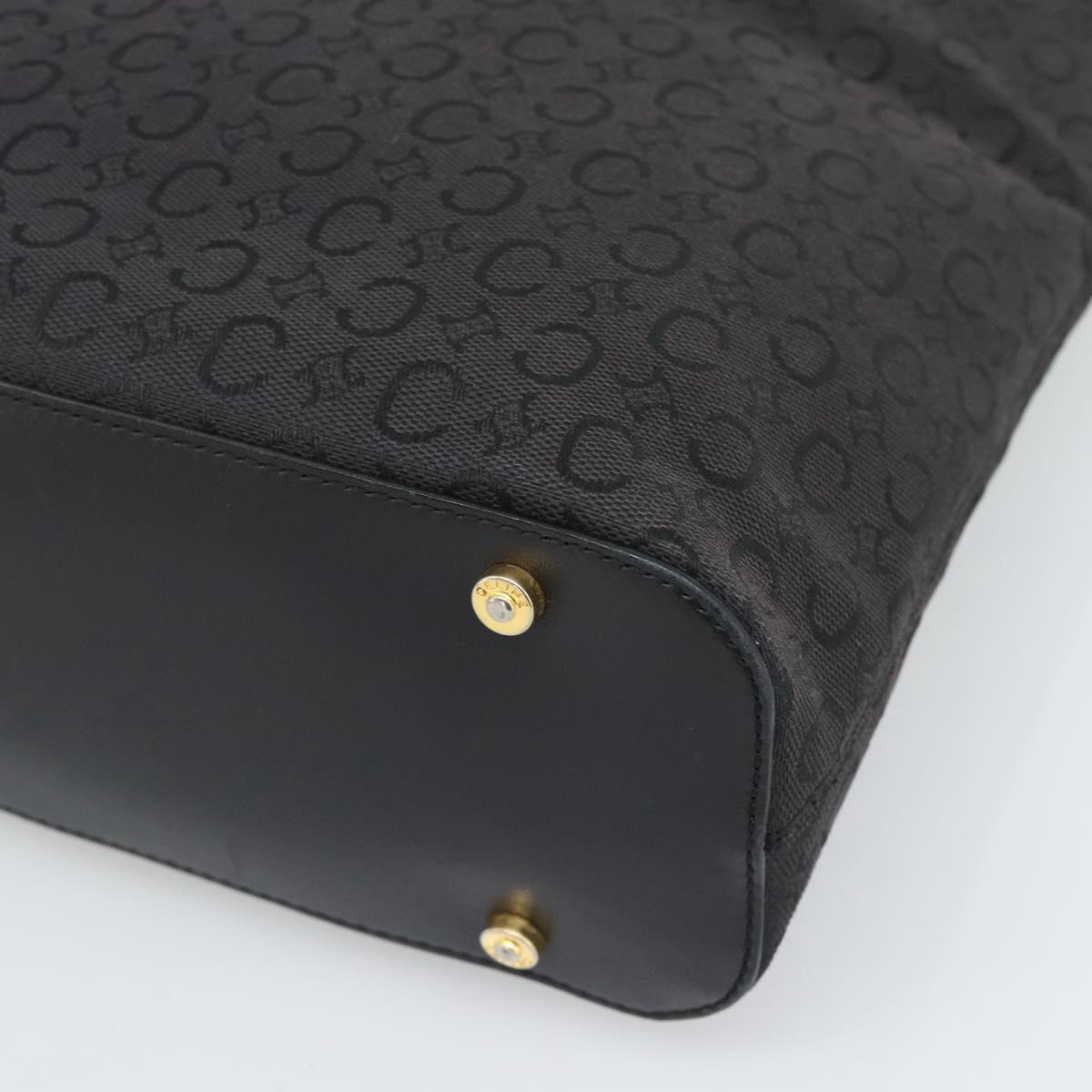 CELINE C Macadam Canvas Shoulder Bag Black Gold Auth 194894A