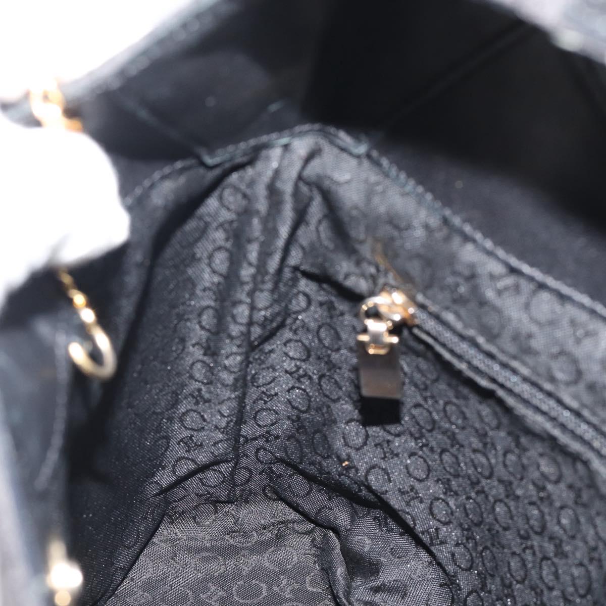CELINE C Macadam Canvas Shoulder Bag Black Gold Auth 194894A