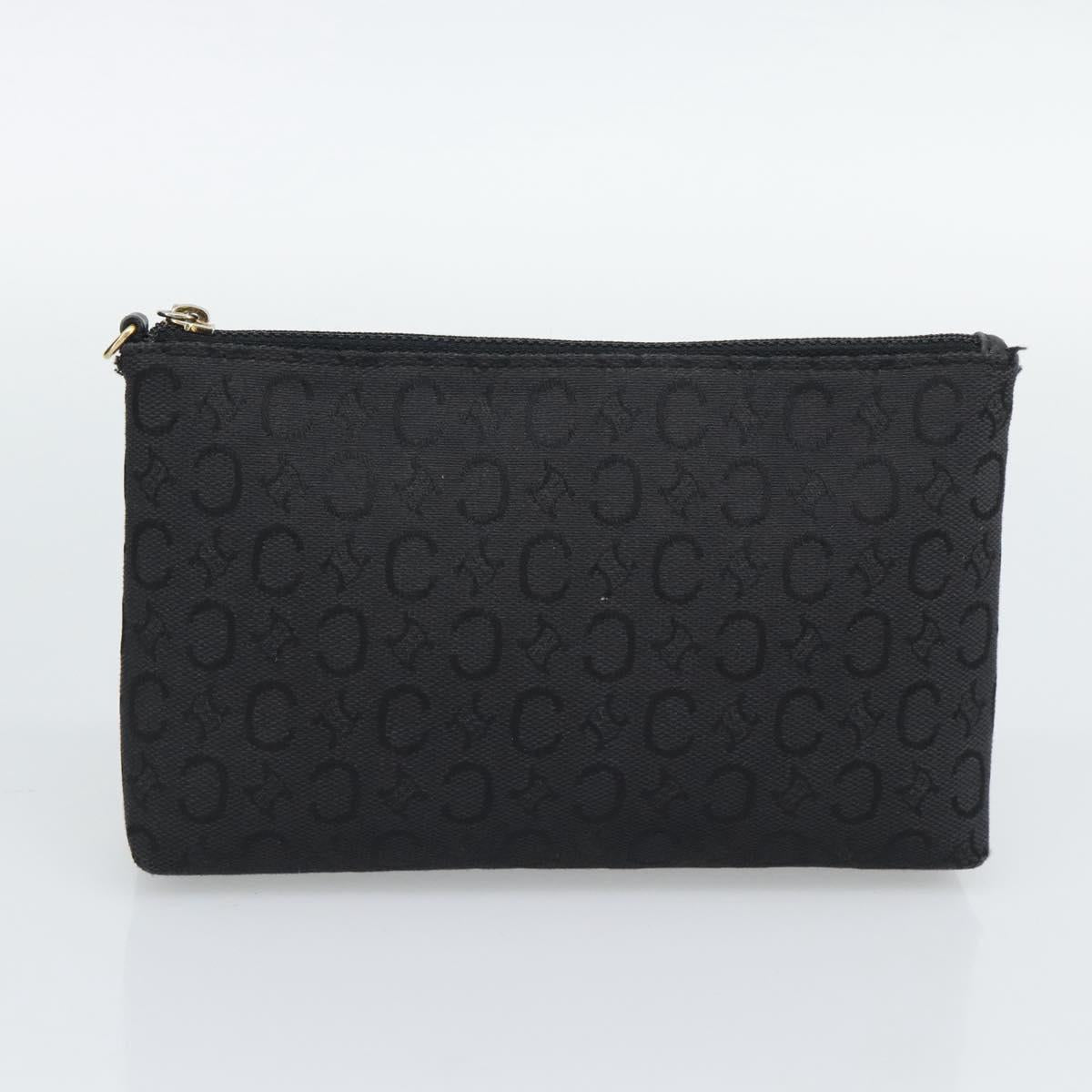 CELINE C Macadam Canvas Shoulder Bag Black Gold Auth 194894A