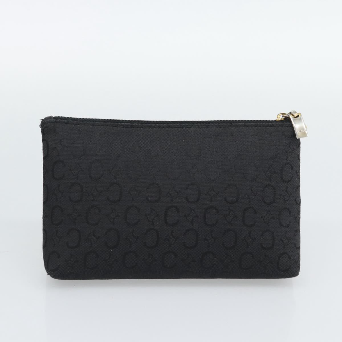 CELINE C Macadam Canvas Shoulder Bag Black Gold Auth 194894A