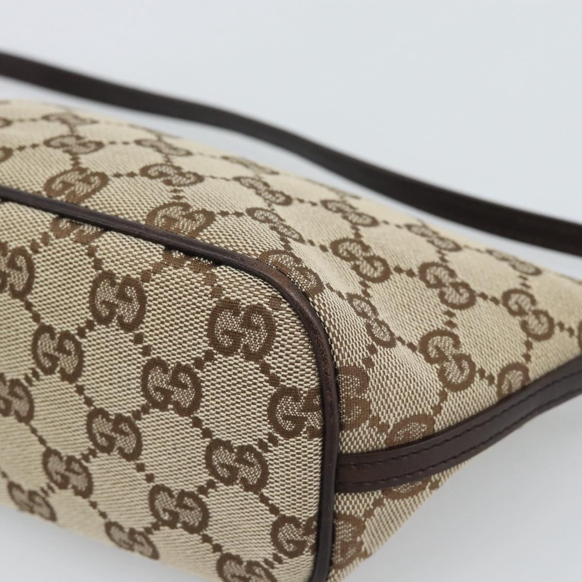 GUCCI GG Canvas Accessory Pouch Beige Silver 07198 Auth 194895V