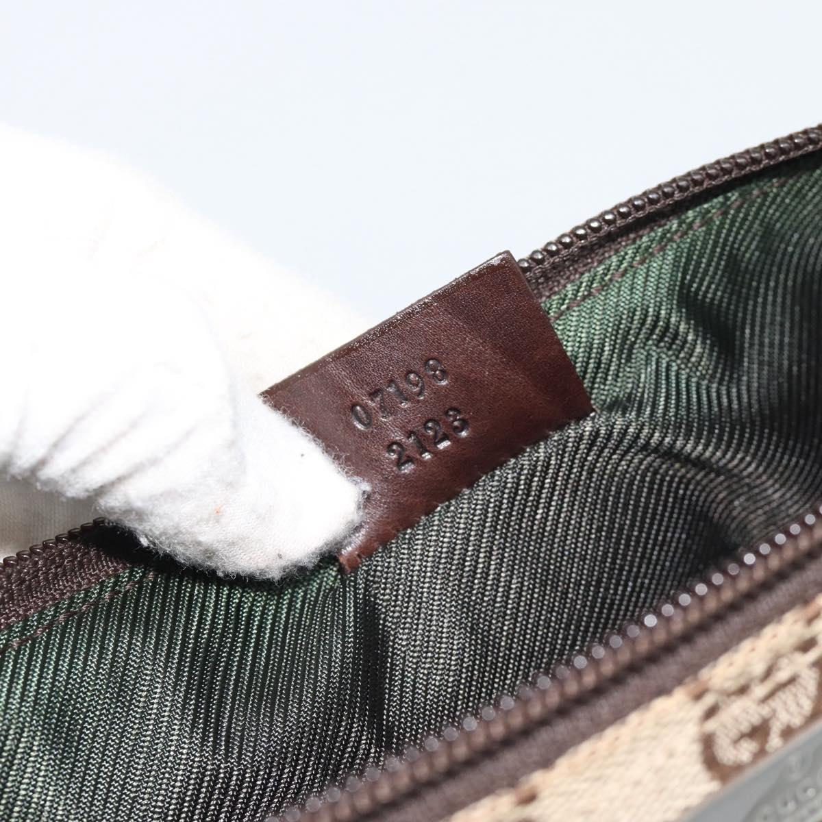 GUCCI GG Canvas Accessory Pouch Beige Silver 07198 Auth 194895V
