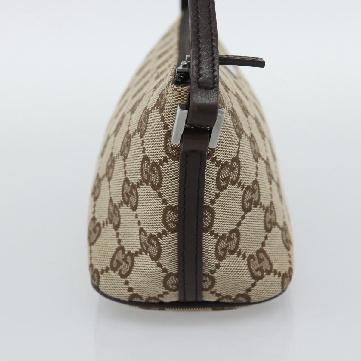 GUCCI GG Canvas Accessory Pouch Beige Silver 07198 Auth 194895V