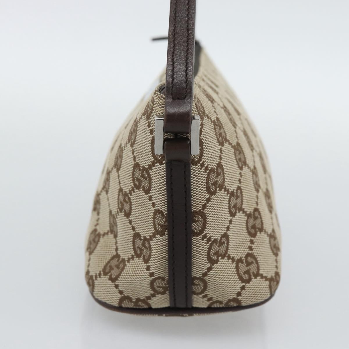 GUCCI GG Canvas Accessory Pouch Beige Silver 07198 Auth 194895V