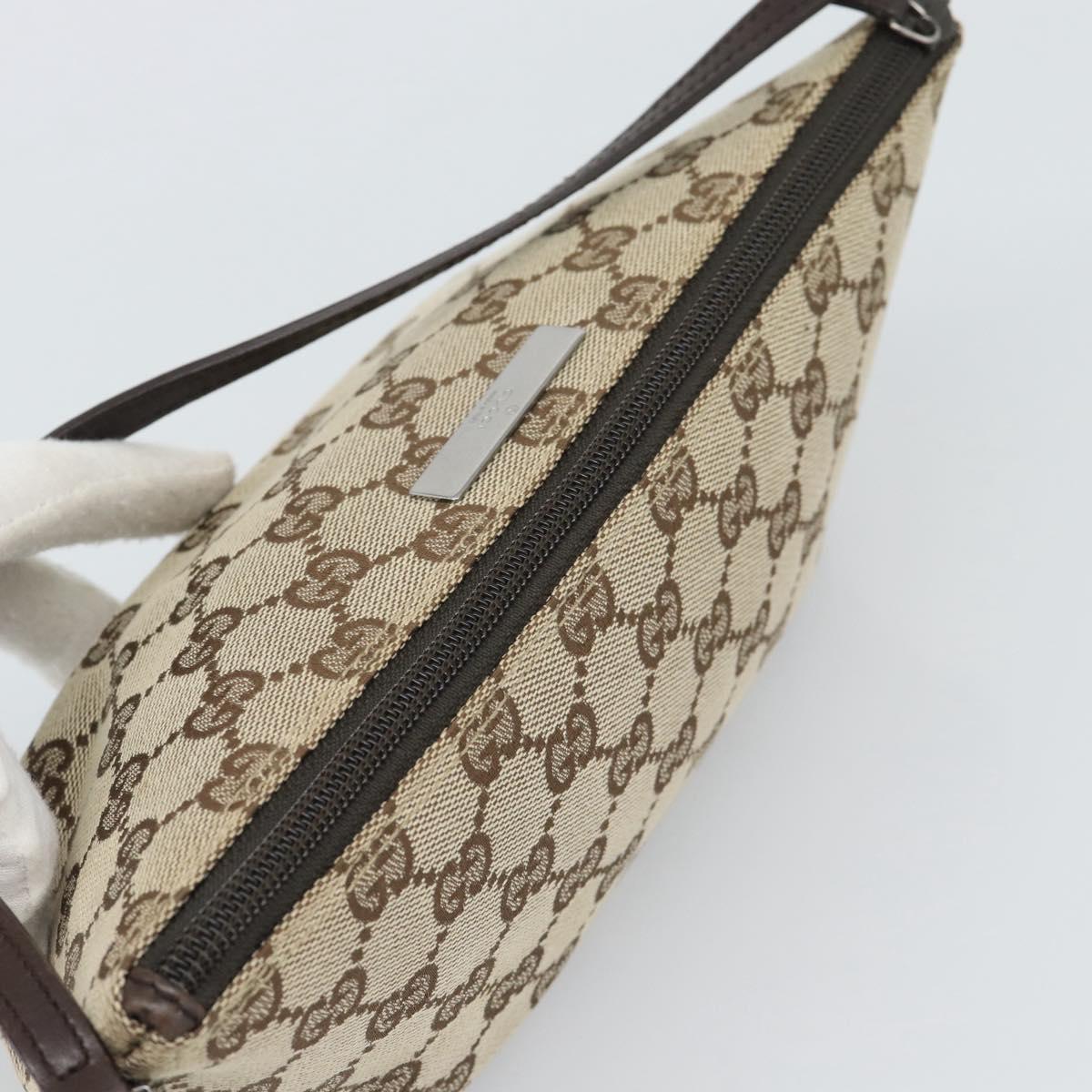 GUCCI GG Canvas Accessory Pouch Beige Silver 07198 Auth 194895V